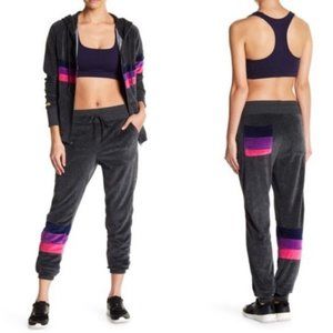 C&C California Grey Velour Striped Joggers